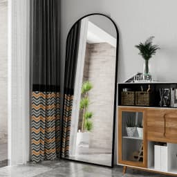 Curved Top Full Body Mirror with Round Corners, 180×80cm Bedroom Mirror for Hanging, Standing, Leaning, Dressing Wall Mirror