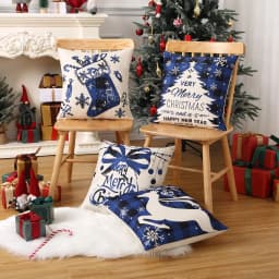 Christmas Pillow Covers 45x45cm Farmhouse Plaid Christmas Tree Sock Bell Throw Pillow Covers Xmas Decorations Cushion Case