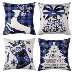 Christmas Pillow Covers 45x45cm Farmhouse Plaid Christmas Tree Sock Bell Throw Pillow Covers Xmas Decorations Cushion Case