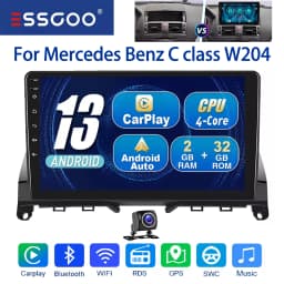 ESSGOO 2 DIN Wireless Carplay 9" Car Radio For Benz C-class W204 2006-11 GPS Navigation Android 13 64G Wifi FM Multimedia Player