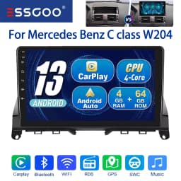 ESSGOO 2 DIN Wireless Carplay 9" Car Radio For Benz C-class W204 2006-11 GPS Navigation Android 13 64G Wifi FM Multimedia Player