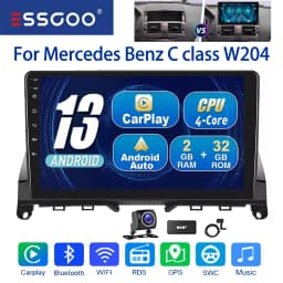 ESSGOO 2 DIN Wireless Carplay 9" Car Radio For Benz C-class W204 2006-11 GPS Navigation Android 13 64G Wifi FM Multimedia Player