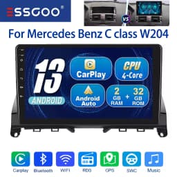 ESSGOO 2 DIN Wireless Carplay 9" Car Radio For Benz C-class W204 2006-11 GPS Navigation Android 13 64G Wifi FM Multimedia Player