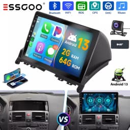ESSGOO 2 DIN Wireless Carplay 9" Car Radio For Benz C-class W204 2006-11 GPS Navigation Android 13 64G Wifi FM Multimedia Player