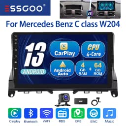 ESSGOO 2 DIN Wireless Carplay 9" Car Radio For Benz C-class W204 2006-11 GPS Navigation Android 13 64G Wifi FM Multimedia Player