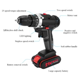 28V Electric Impact Screwdriver Cordless Drill 25+3 Torque Impact Cordless Drill Lithium Ion Battery Power Tool