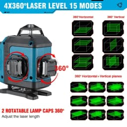 Jemi Tool Power display 16-line laser level 360 degrees self-leveling, for building mapping, including battery accessories