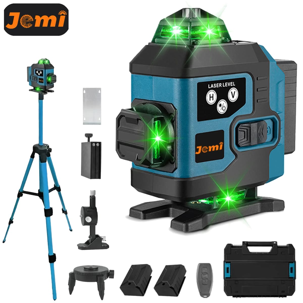 Jemi Tool Power display 16-line laser level 360 degrees self-leveling, for building mapping, including battery accessories