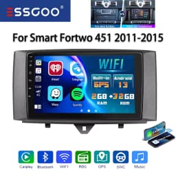 ESSGOO 9" Android 13 Car Stereo Radio Carplay GPS Navi BT RDS For Mercedes Benz Smart Fortwo 451 2011-15 Multimedia Video Player