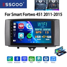 ESSGOO 9" Android 13 Car Stereo Radio Carplay GPS Navi BT RDS For Mercedes Benz Smart Fortwo 451 2011-15 Multimedia Video Player