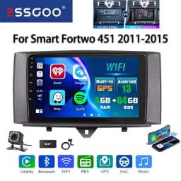 ESSGOO 9" Android 13 Car Stereo Radio Carplay GPS Navi BT RDS For Mercedes Benz Smart Fortwo 451 2011-15 Multimedia Video Player