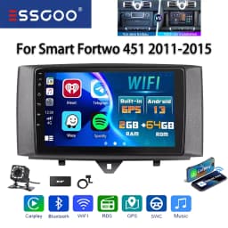 ESSGOO 9" Android 13 Car Stereo Radio Carplay GPS Navi BT RDS For Mercedes Benz Smart Fortwo 451 2011-15 Multimedia Video Player