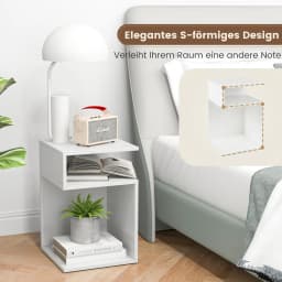 Side Table Wood, 3 levels sofa table, bedside table White, modern, for living room and bedroom, 33x33x50cm