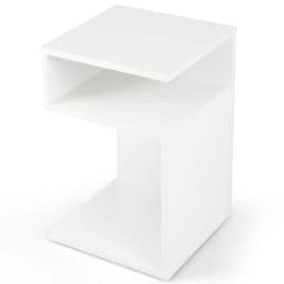 Side Table Wood, 3 levels sofa table, bedside table White, modern, for living room and bedroom, 33x33x50cm