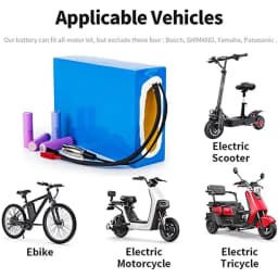 36V 20Ah Ebike Batteria Pack PVC 48V 52V 60V 72V 20Ah 24Ah Electric Bicycle Escooter 18650 Battery for 250W-3000W Motor