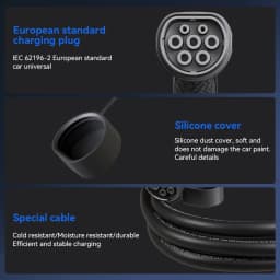 Khons 7KW Cable Type2 To Type2 Ev Charging 32A EV Cable IEC62196-2 Female To Male Plug EVES Charging Stations 5M Cable TPU IP65