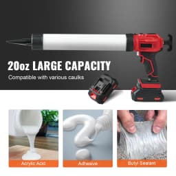 SucceBuy Cordless Caulking Gun 20oz/600ml 20V Electric Sausage Caulking Gun with 4 Adjustable Speeds Anti-Drip Battery Powered