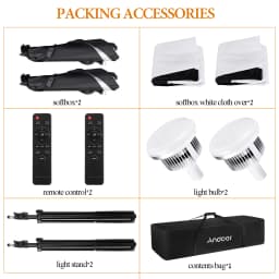 Andoer Studio Photography Light kit Softbox Lighting Set with 85W 2800K-5700K Bi-color Temperature LED Light * 2