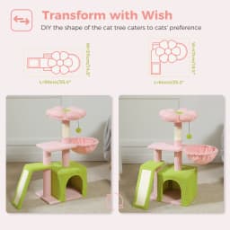 Cactus Cat Tree for Indoor Cats Small Cat Tower Cat Condo with Sisal Scratching Ramp, Cozy Hammock and Removable Top Bed Perch