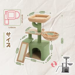 Cactus Cat Tree for Indoor Cats Small Cat Tower Cat Condo with Sisal Scratching Ramp, Cozy Hammock and Removable Top Bed Perch