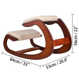 SucceBuy Ergonomic Rocking Wooden Kneeling Chair Correct Posture Computer Chair Original Home Office Furniture Thick Cushion