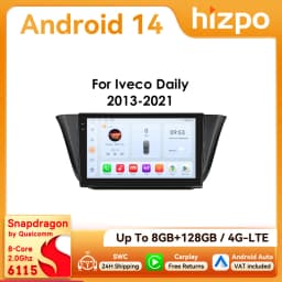 Hizpo 2Din 9inch Android Auto Car Radio for Iveco Daily 2013 - 2021 Snapdragon 6115 4G BT CarPlay SWC RDS DSP GPS Navi 360°CAM