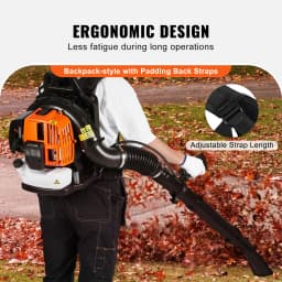 SucceBuy Backpack Leaf Blower 63CC 2-Cycle Gas Leaf Blower with 1.89L Fuel Tank 1110CFM Air Volume 220MPH Speed Ideal for Lawn