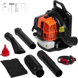 SucceBuy Backpack Leaf Blower 63CC 2-Cycle Gas Leaf Blower with 1.89L Fuel Tank 1110CFM Air Volume 220MPH Speed Ideal for Lawn