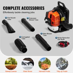 SucceBuy Backpack Leaf Blower 63CC 2-Cycle Gas Leaf Blower with 1.89L Fuel Tank 1110CFM Air Volume 220MPH Speed Ideal for Lawn