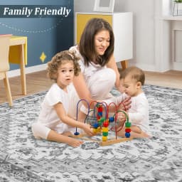 2x2.9m Vintage Large Area Rug Non-Slip Non-Shedding Indoor Floor Mat Low Pile Thin Rugs for Bedroom Living Room Home Decor