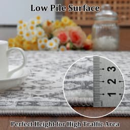 2x2.9m Vintage Large Area Rug Non-Slip Non-Shedding Indoor Floor Mat Low Pile Thin Rugs for Bedroom Living Room Home Decor