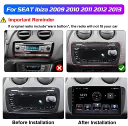 ESSGOO 9inch 32G/64G Android 14 For Seat Ibiza 6J 2009-13 Autoradio GPS Navigtaion BT FM RDS Wifi Wireless Carplay Android Auto