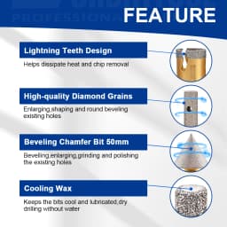SHDIATOOL 12Pcs Diamond Drill Bits Set 6-110mm Hole Saw+20mm Milling Bits+50mm Bevelling Chamfer+Hex Adapter M14 Tile Tool Kit