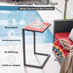 Ceramic side table C-Shaped plate Metal Frame Sofa Table coffee Table living room Terrace Garden & Balcony