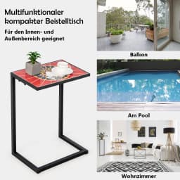 Ceramic side table C-Shaped plate Metal Frame Sofa Table coffee Table living room Terrace Garden & Balcony
