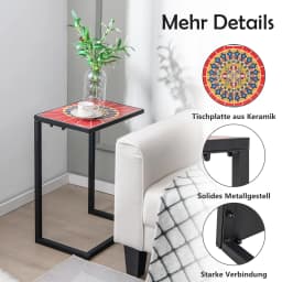 Ceramic side table C-Shaped plate Metal Frame Sofa Table coffee Table living room Terrace Garden & Balcony