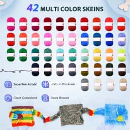 Crochet wool Tufting Wool for Tfuting Gun Tufting Carpet Wool,42 x 25 g, balls of wool and balls of acrylic yarn, various colors