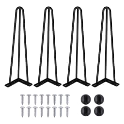 4/8/10/12/14/16/28/34IN 4 X Hairpin Table Hair Pin Legs Set with FREE Feet Protector & Screws for Furniture Bench Desk