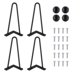 4/8/10/12/14/16/28/34IN 4 X Hairpin Table Hair Pin Legs Set with FREE Feet Protector & Screws for Furniture Bench Desk