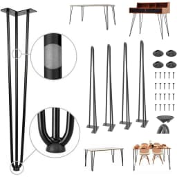 4/8/10/12/14/16/28/34IN 4 X Hairpin Table Hair Pin Legs Set with FREE Feet Protector & Screws for Furniture Bench Desk