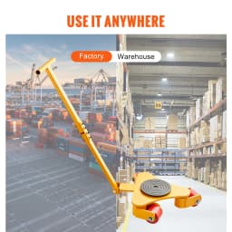 SucceBuy Machinery Skate Dolly Industrial Heavy Duty Mover with Handle 360° Swivel Wheels Non-Slip Cap for Warehouse Workshop