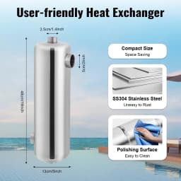 60kW 304 Stainless Steel Swimming Pool Heat Exchanger 200kBtu/h Thermostat Circulating Pool Heating