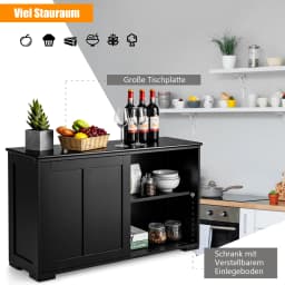 Sideboard, kitchen wardrobe with sliding doors, height adjustable shelf, kitchen side wardrobe, dining room and living room