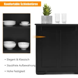 Sideboard, kitchen wardrobe with sliding doors, height adjustable shelf, kitchen side wardrobe, dining room and living room