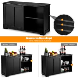 Sideboard, kitchen wardrobe with sliding doors, height adjustable shelf, kitchen side wardrobe, dining room and living room