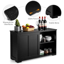 Sideboard, kitchen wardrobe with sliding doors, height adjustable shelf, kitchen side wardrobe, dining room and living room