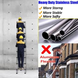 DayPlus 12.5 FT Folding Steel Telescopic Ladder 1.9M+1.9M Multi Purpose A-Frame Heavy Duty Loft Ladder with Stabilizer Home Tool