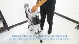DayPlus 12.5 FT Folding Steel Telescopic Ladder 1.9M+1.9M Multi Purpose A-Frame Heavy Duty Loft Ladder with Stabilizer Home Tool