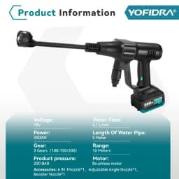 YOFIDRA 6 IN1 High Pressure Car Water Spray Gun 200Bar Cordless Garden Washing Machine Cleaner Power Tool For Makita Battery Pin