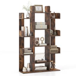Tree Shape Bookshelf 13 Open Compartments Shelf living room or office storage Shelf Vintage Brown